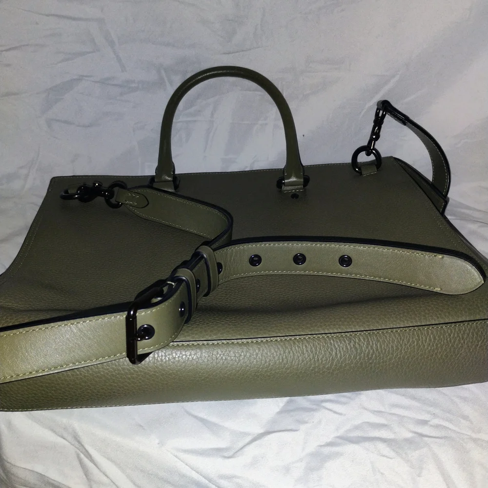 Coach Olive Green Pebbled Leather Satchel